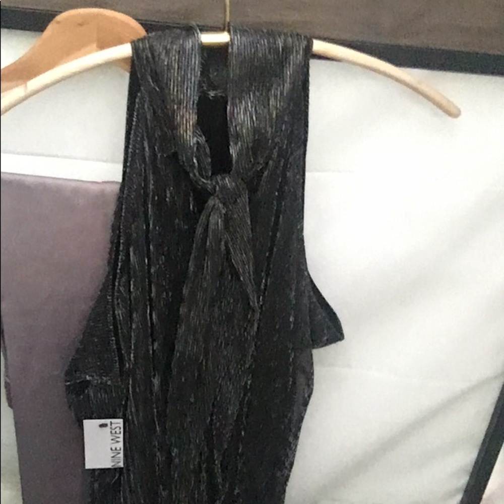 New Women’s Nine West High Halter Turtle Neck Metallic Tank Shirt - Picture 9 of 12